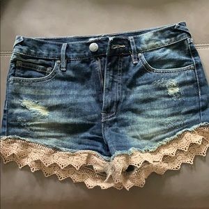 NWOT Free People Jean Shorts with Lace Trim